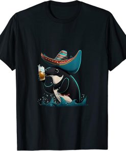 Cute Orca Animal Lovers Orca Drinking Beer T-Shirt