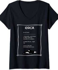 Womens Orca Definition | Funny Ocean Animal Dolphin Whale T-Shirt V-Neck T-Shirt