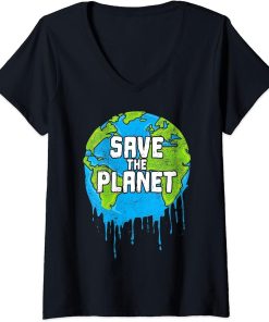 Womens Save The Planet Climate Activists Earth Day V-Neck T-Shirt